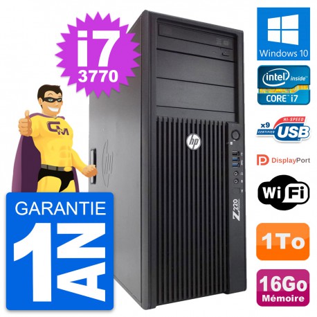 PC Tour HP WorkStation Z220 Intel i7-3770 RAM 16Go Disque 1To Windows 10 Wifi