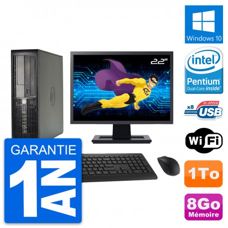 PC HP Pro 4300 SFF Ecran 22" Pentium G2020 RAM 8Go Disque 1To Windows 10 Wifi