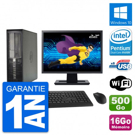 PC HP Pro 4300 SFF Ecran 22" G2020 RAM 16Go Disque Dur 500Go Windows 10 Wifi
