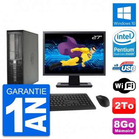 PC HP Pro 4300 SFF Ecran 27" Pentium G2020 RAM 8Go Disque 2To Windows 10 Wifi