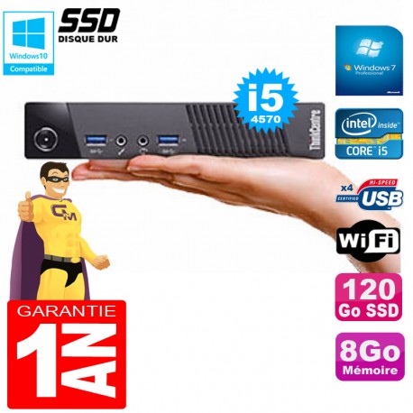 Ultra Mini PC Lenovo M73 USFF Tiny I5-4570 8Go Disque 120Go SSD Wifi W7