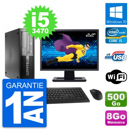 PC HP Pro 4300 SFF Ecran 22" Intel i5-3470 RAM 8Go Disque 500Go Windows 10 Wifi