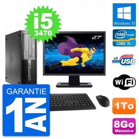PC HP Pro 4300 SFF Ecran 27" Intel i5-3470 RAM 8Go Disque 1To Windows 10 Wifi