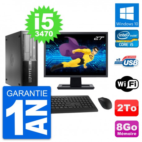 PC HP Pro 4300 SFF Ecran 27" Intel i5-3470 RAM 8Go Disque 2To Windows 10 Wifi