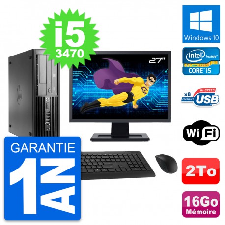 PC HP Pro 4300 SFF Ecran 27" Intel i5-3470 RAM 16Go Disque 2To Windows 10 Wifi