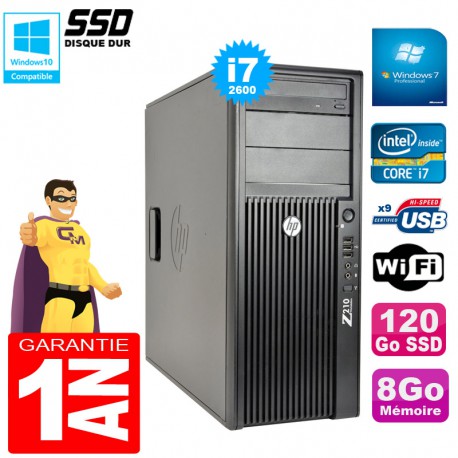 PC Tour HP WorkStation Z210 I7-2600 RAM 8Go Disque 120Go SSD Graveur DVD Wifi W7