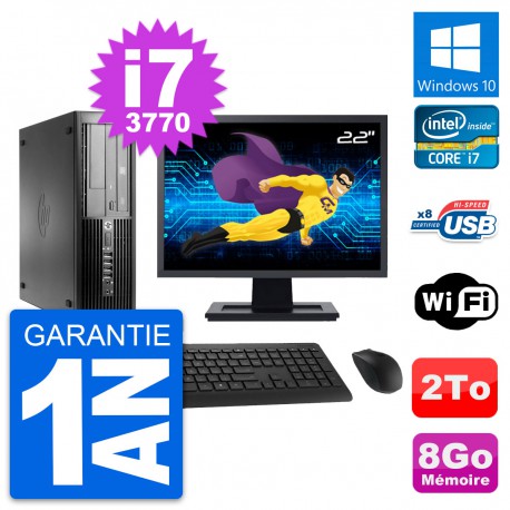 PC HP Pro 4300 SFF Ecran 22" Intel i7-3770 RAM 8Go Disque 2To Windows 10 Wifi