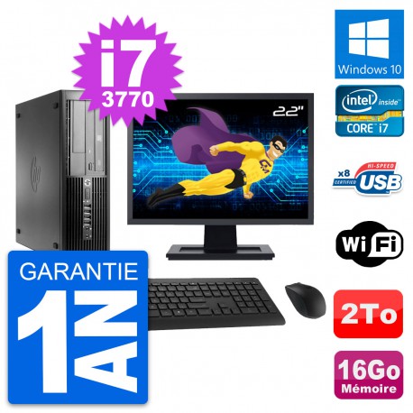 PC HP Pro 4300 SFF Ecran 22" Intel i7-3770 RAM 16Go Disque 2To Windows 10 Wifi