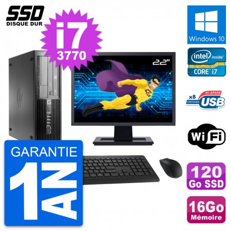 PC HP Pro 4300 SFF Ecran 22" Intel i7-3770 RAM 16Go SSD 120Go Windows 10 Wifi