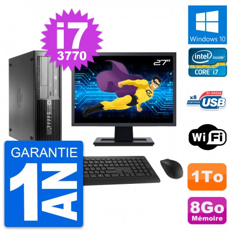 PC HP Pro 4300 SFF Ecran 27" Intel i7-3770 RAM 8Go Disque 1To Windows 10 Wifi