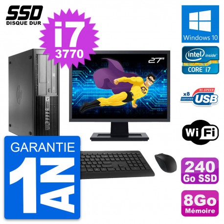 PC HP Pro 4300 SFF Ecran 27" Intel i7-3770 RAM 8Go SSD 240Go Windows 10 Wifi