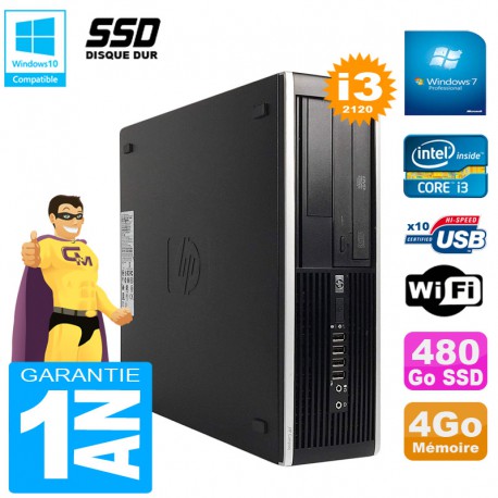 PC HP Compaq Pro 6300 SFF I3-2120 RAM 4Go Disque 480Go SSD Graveur DVD Wifi W7