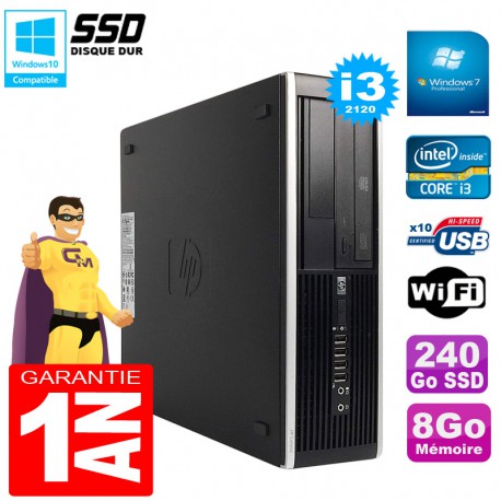 PC HP Compaq Pro 6300 SFF I3-2120 RAM 8Go Disque 240Go SSD Graveur DVD Wifi W7
