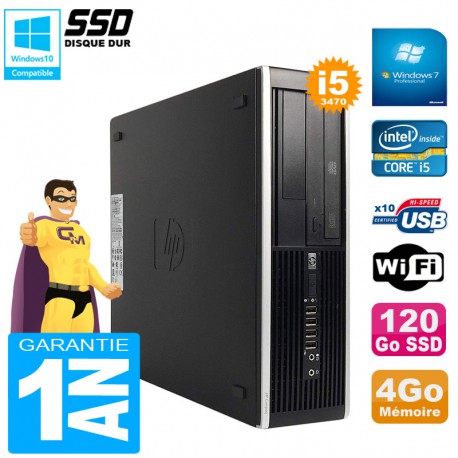 PC HP Compaq Pro 6300 SFF I5-3470 RAM 4Go Disque 120Go SSD Graveur DVD Wifi W7