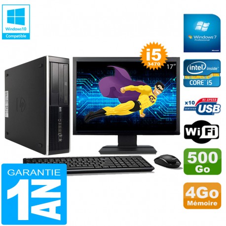 PC HP Compaq Pro 6300 SFF I5-3470 4Go 500Go Graveur DVD Wifi W7 Ecran 17"