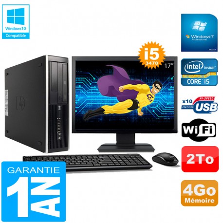 PC HP Compaq Pro 6300 SFF I5-3470 4Go 2To Graveur DVD Wifi W7 Ecran 17"
