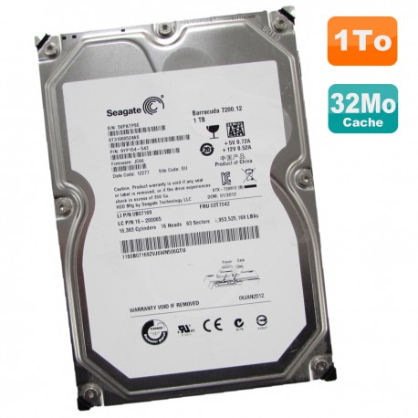 Disque Dur 1To SATA 3.5" Seagate Barracuda ST31000524AS Lenovo 0B07169 03T7042