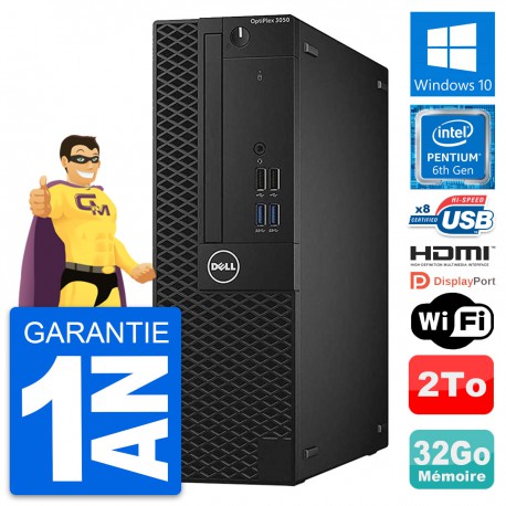 PC Dell OptiPlex 3050 SFF Intel G4400 RAM 32Go Disque 2To HDMI Windows 10 Wifi