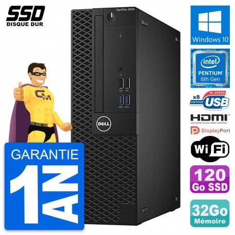PC Dell OptiPlex 3050 SFF Intel G4400 RAM 32Go SSD 120Go HDMI Windows 10 Wifi