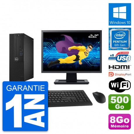 PC Dell 3050 SFF Ecran 22" G4400 RAM 8Go Disque Dur 500Go HDMI Windows 10 Wifi