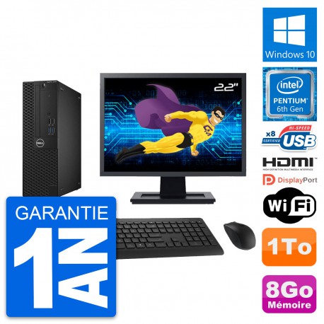 PC Dell 3050 SFF Ecran 22" G4400 RAM 8Go Disque Dur 1To HDMI Windows 10 Wifi
