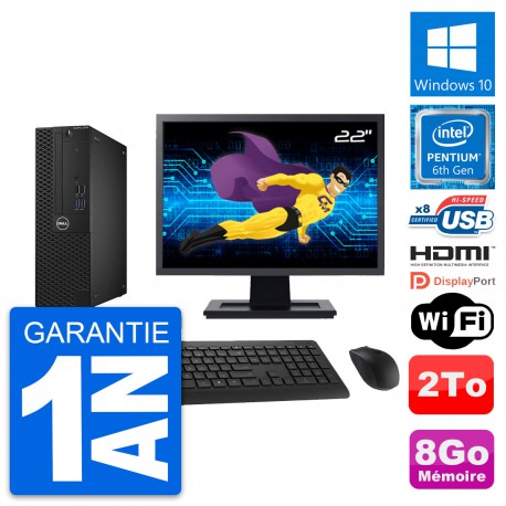 PC Dell 3050 SFF Ecran 22" G4400 RAM 8Go Disque Dur 2To HDMI Windows 10 Wifi