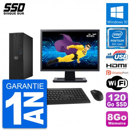 PC Dell 3050 SFF Ecran 22" Intel G4400 RAM 8Go SSD 120Go HDMI Windows 10 Wifi