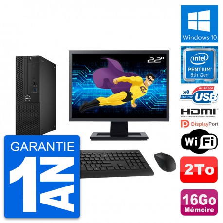 PC Dell 3050 SFF Ecran 22" Intel G4400 RAM 16Go Disque 2To HDMI Windows 10 Wifi