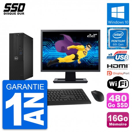 PC Dell 3050 SFF Ecran 22" Intel G4400 RAM 16Go SSD 480Go HDMI Windows 10 Wifi