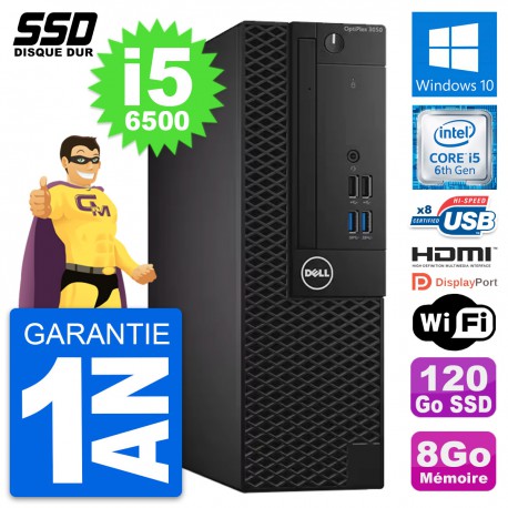 PC Dell OptiPlex 3050 SFF Core i5-6500 RAM 8Go SSD 120Go HDMI Windows 10 Wifi