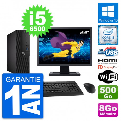 PC Dell 3050 SFF Ecran 22" i5-6500 RAM 8Go Disque Dur 500Go HDMI Windows 10 Wifi