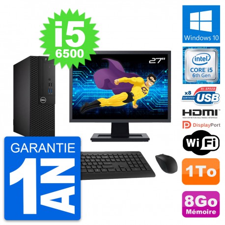 PC Dell 3050 SFF Ecran 27" Intel i5-6500 RAM 8Go Disque 1To HDMI Windows 10 Wifi