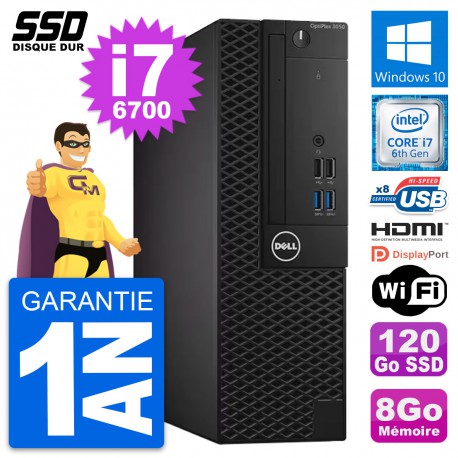 PC Dell OptiPlex 3050 SFF Core i7-6700 RAM 8Go SSD 120Go HDMI Windows 10 Wifi