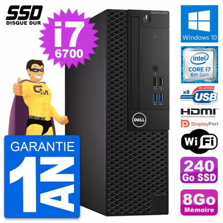 PC Dell OptiPlex 3050 SFF Core i7-6700 RAM 8Go SSD 240Go HDMI Windows 10 Wifi