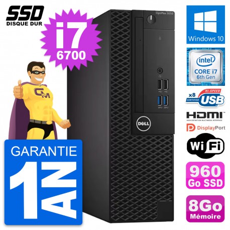 PC Dell OptiPlex 3050 SFF Core i7-6700 RAM 8Go SSD 960Go HDMI Windows 10 Wifi
