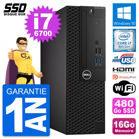 PC Dell OptiPlex 3050 SFF Intel i7-6700 RAM 16Go SSD 480Go HDMI Windows 10 Wifi
