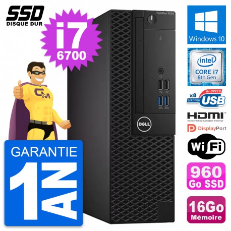 PC Dell OptiPlex 3050 SFF Intel i7-6700 RAM 16Go SSD 960Go HDMI Windows 10 Wifi