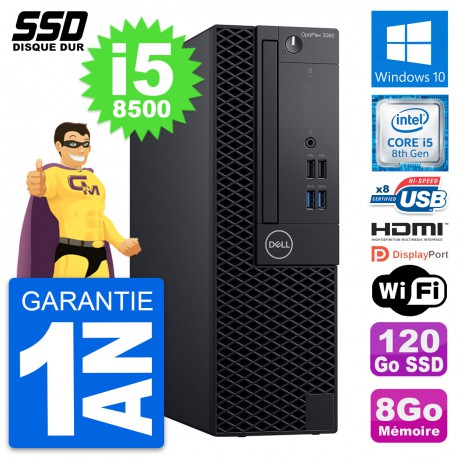 PC Dell OptiPlex 3060 SFF Core i5-8500 RAM 8Go SSD 120Go HDMI Windows 10 Wifi