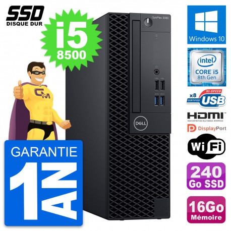 PC Dell OptiPlex 3060 SFF Intel i5-8500 RAM 16Go SSD 240Go HDMI Windows 10 Wifi