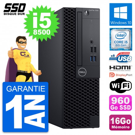 PC Dell OptiPlex 3060 SFF Intel i5-8500 RAM 16Go SSD 960Go HDMI Windows 10 Wifi