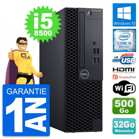 PC Dell OptiPlex 3060 SFF i5-8500 RAM 32Go Disque Dur 500Go HDMI Windows 10 Wifi