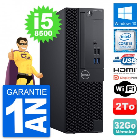 PC Dell OptiPlex 3060 SFF Intel i5-8500 RAM 32Go Disque 2To HDMI Windows 10 Wifi