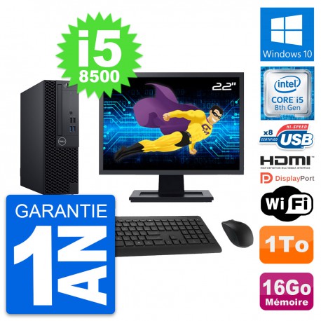 PC Dell 3060 SFF Ecran 22" Core i5-8500 RAM 16Go Disque 1To HDMI Windows 10 Wifi