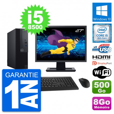 PC Dell 3060 SFF Ecran 27" i5-8500 RAM 8Go Disque Dur 500Go HDMI Windows 10 Wifi