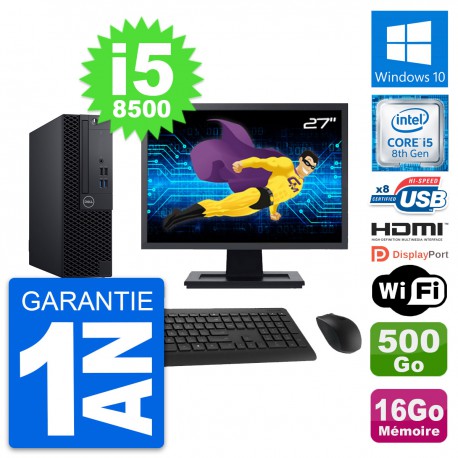PC Dell 3060 SFF Ecran 27" i5-8500 RAM 16Go Disque 500Go HDMI Windows 10 Wifi