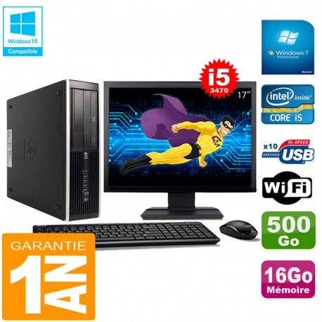 PC HP Compaq Pro 6300 SFF I5-3470 16Go 500Go Graveur DVD Wifi W7 Ecran 17"
