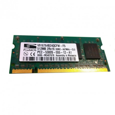512Mo RAM PC Portable SODIMM ProMOS V916764B24QCFW-F5 DDR2 PC2-5300S 667MHz CL5