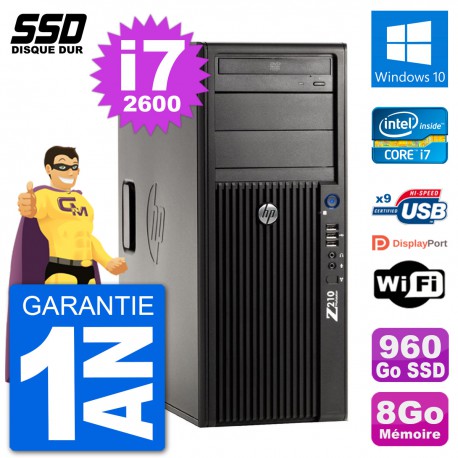 PC Tour HP WorkStation Z210 Intel Core i7-2600 RAM 8Go SSD 960Go Windows 10 Wifi