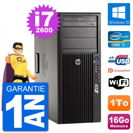 PC Tour HP Z210 Intel Core i7-2600 RAM 16Go Disque Dur 1To Windows 10 Wifi