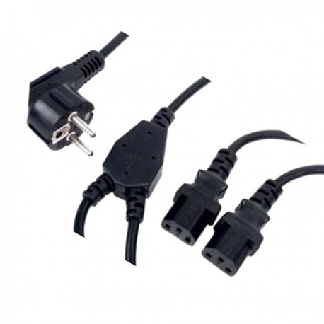 Double Câble Y Alimentation 2x IEC C13 Adaptateur CEE 7/7 PC Moniteur Onduleur